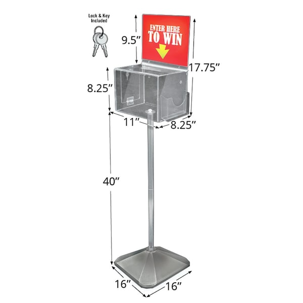 Azar Displays Extra Large Suggestion Box with Lock and Keys on Pedestal. Color: Clear 206300 - main